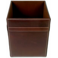 Brown Rustic Leather Square Waste Basket